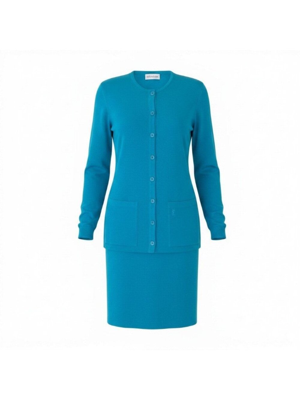 Saint Laurent Set Skirt Suit Color Knit Jacket Cassandra Logo Embroidery YSL M